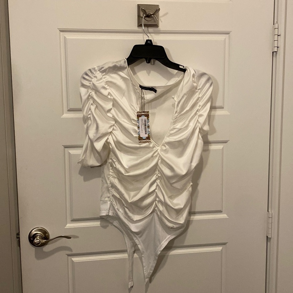 Boohoo Ruched Cut Out Body Suit Size 10